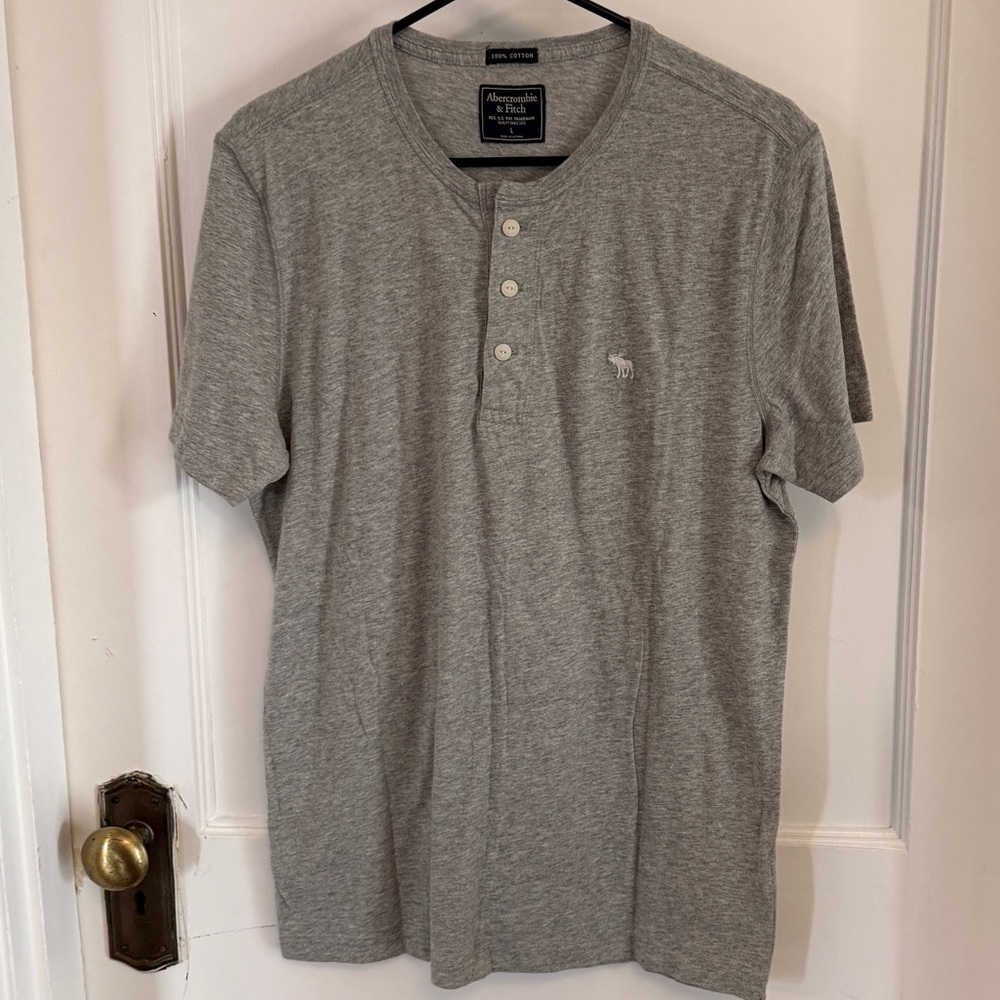 Abercrombie & Fitch Light Gray Henley Tee Vintage!